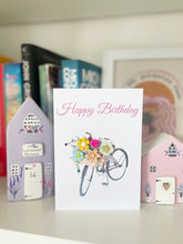 Load image into Gallery viewer, Handmade Birthday Card - Bicycle with Flowers