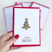 Load image into Gallery viewer, Sparkly Gold Christmas Tree Cards - pack of 2, 5 or 10