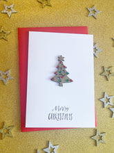 Load image into Gallery viewer, Sparkly Gold Christmas Tree Cards - pack of 2, 5 or 10