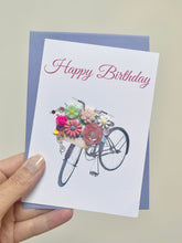 Load image into Gallery viewer, Handmade Birthday Card - Bicycle with Flowers