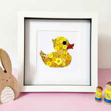 Load image into Gallery viewer, Framed yellow duck button art - perfect nursery decor