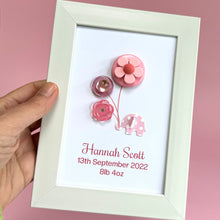 Load image into Gallery viewer, Pink elephant and balloons frame for new baby
