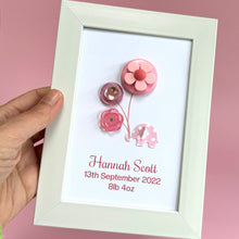 Load image into Gallery viewer, Pink elephant and balloons frame for new baby