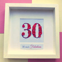 Load image into Gallery viewer, Personalised birthday age button art framed picture.