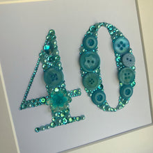 Load image into Gallery viewer, Personalised birthday age button art framed picture.