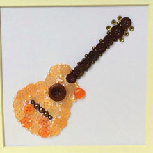 Load image into Gallery viewer, acoustic guitar button art framed picture.