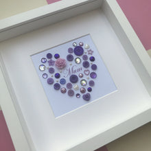 Load image into Gallery viewer, Mum personalised button art heart framed picture.