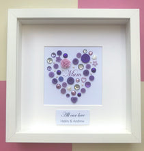 Load image into Gallery viewer, Framed heart for Mum - Personalised framed purple heart