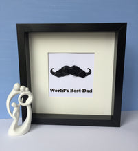 Load image into Gallery viewer, Personalised button art picture. World's best dad. Original present for Father's Day, a special birthday or Christmas.