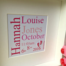 Load image into Gallery viewer, Personalised nursery child's word art. framed picture.