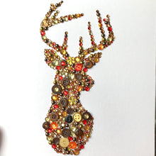 Load image into Gallery viewer, A beautiful contemporary stag made from stunning buttons. Original British art. Perfect for Christmas. Free delivery!