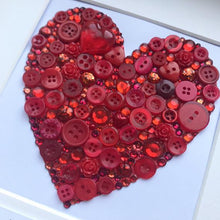 Load image into Gallery viewer, Ruby Wedding handmade button heart art gift.