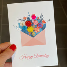 Load image into Gallery viewer, Handmade Happy Birthday Card - Envelope of Flowers