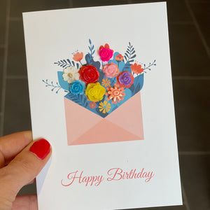 Handmade Happy Birthday Card - Envelope of Flowers