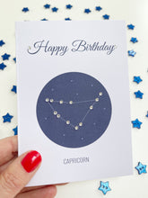 Load image into Gallery viewer, Capricorn constellation zodiac birthday card