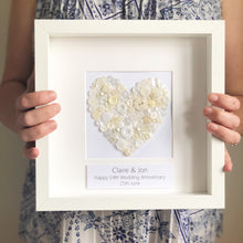 Load image into Gallery viewer, Ivory Anniversary button ivory heart, framed picture