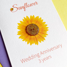 Load image into Gallery viewer, Sunflower Wedding Anniversary Card | 3rd Anniversary Flower