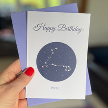 Load image into Gallery viewer, Pisces constellation zodiac birthday card