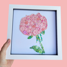 Load image into Gallery viewer, Pink Peony Button Art | 12th Wedding Anniversary Gift