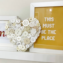 Load image into Gallery viewer, Hanging Heart Button Art - White and Cream 15cm