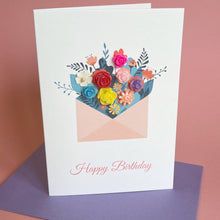 Load image into Gallery viewer, Handmade Happy Birthday Card - Envelope of Flowers