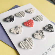 Load image into Gallery viewer, Paper Wedding Anniversary Card 9 Hearts- 1st Anniversary