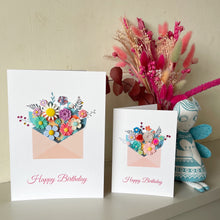 Load image into Gallery viewer, Handmade Happy Birthday Card - Envelope of Flowers