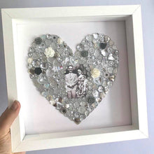 Load image into Gallery viewer, Heart button artwork in frame. Choose your colour.