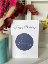 Load image into Gallery viewer, Pisces constellation zodiac birthday card