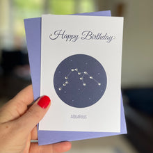 Load image into Gallery viewer, Aquarius constellation zodiac birthday card