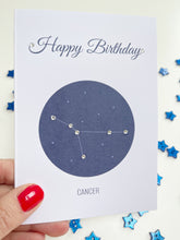 Load image into Gallery viewer, Cancer constellation zodiac birthday card