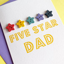Load image into Gallery viewer, Five Star Dad Card | Handmade Father's Day Card