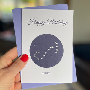 Scorpio constellation zodiac birthday card