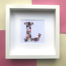 Load image into Gallery viewer, Personalised letter button art framed picture.