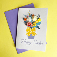 Load image into Gallery viewer, Happy Easter Card - Vase Of Spring Flowers A6 Handmade Card