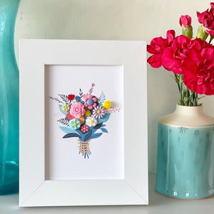 Framed Handmade Bouquet of Flowers Picture