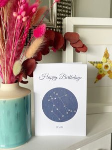 Gemini constellation zodiac birthday card