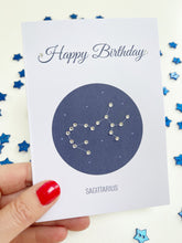 Load image into Gallery viewer, Sagittarius constellation zodiac birthday card