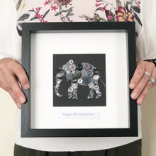 Load image into Gallery viewer, button art elephant artwork in frame