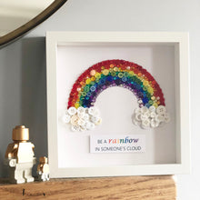 Load image into Gallery viewer, Sparkly Rainbow framed button art nursery decor | Child's bedroom art