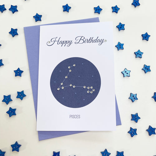 Pisces constellation zodiac birthday card