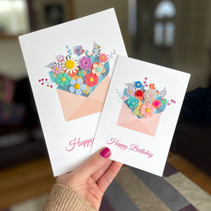 Handmade Happy Birthday Card - Envelope of Flowers