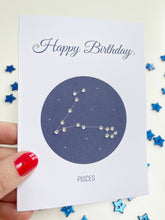 Load image into Gallery viewer, Pisces constellation zodiac birthday card