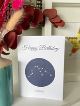 Load image into Gallery viewer, Aquarius constellation zodiac birthday card