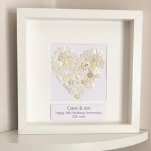 Load image into Gallery viewer, Ivory Anniversary button ivory heart, framed picture