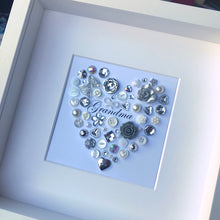 Load image into Gallery viewer, Personalised heart  button artwork for a special Grandmother.