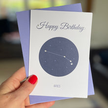 Load image into Gallery viewer, Aries constellation zodiac birthday card