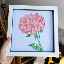 Load image into Gallery viewer, Pink Peony Button Art | 12th Wedding Anniversary Gift