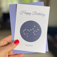 Load image into Gallery viewer, Sagittarius constellation zodiac birthday card