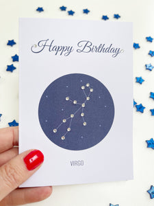 Virgo constellation zodiac birthday card